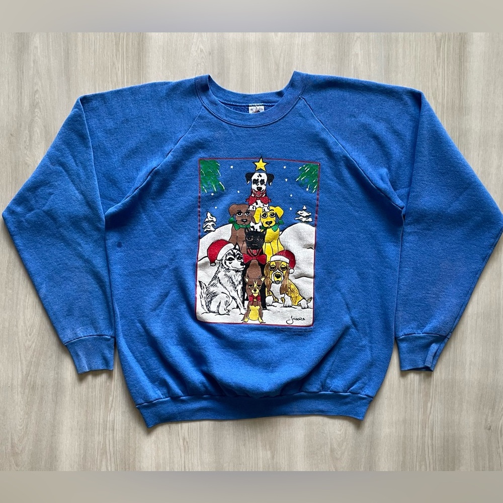 Vintage Christmas Tree Dogs Sweater Chihuahua Doberman Women’s XL